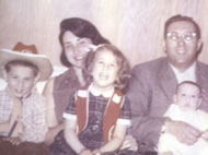 MJ, Mom, sister Ellen, Dad, baby Ricky, University Heights, Ohio, circa 1957 - click to enlarge