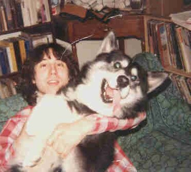 MJ with Wally the malamute, Lyndhurst, OH, circa 1979 - click to enlarge